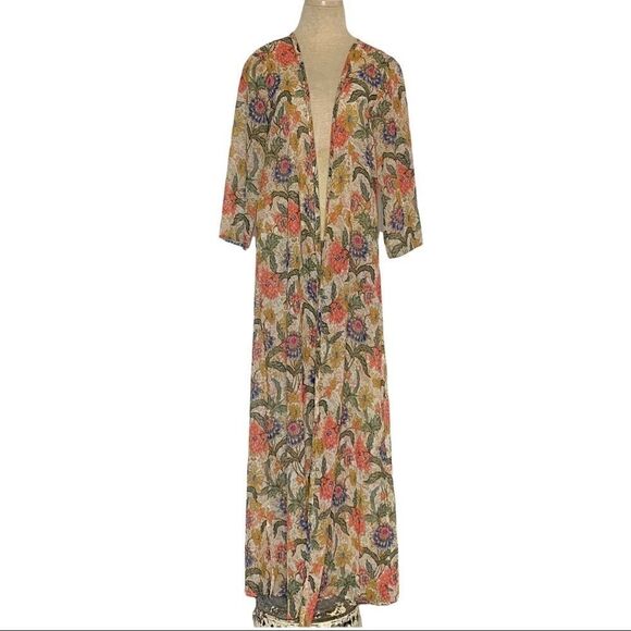 Floral Print Kimono Duster Show Me Your MuMu Bloomtastic Karmyn Cape Size Small - Picture 1 of 11